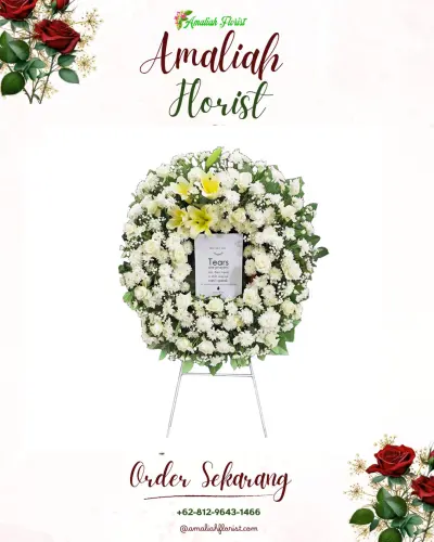 Krans Bunga Duka Cita kadomas